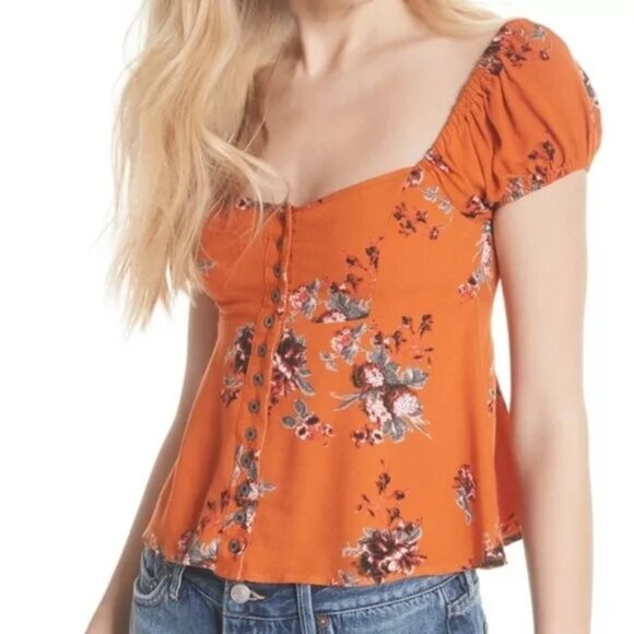 Free People Close To You floral smocked back blouse - Picture 6 of 6